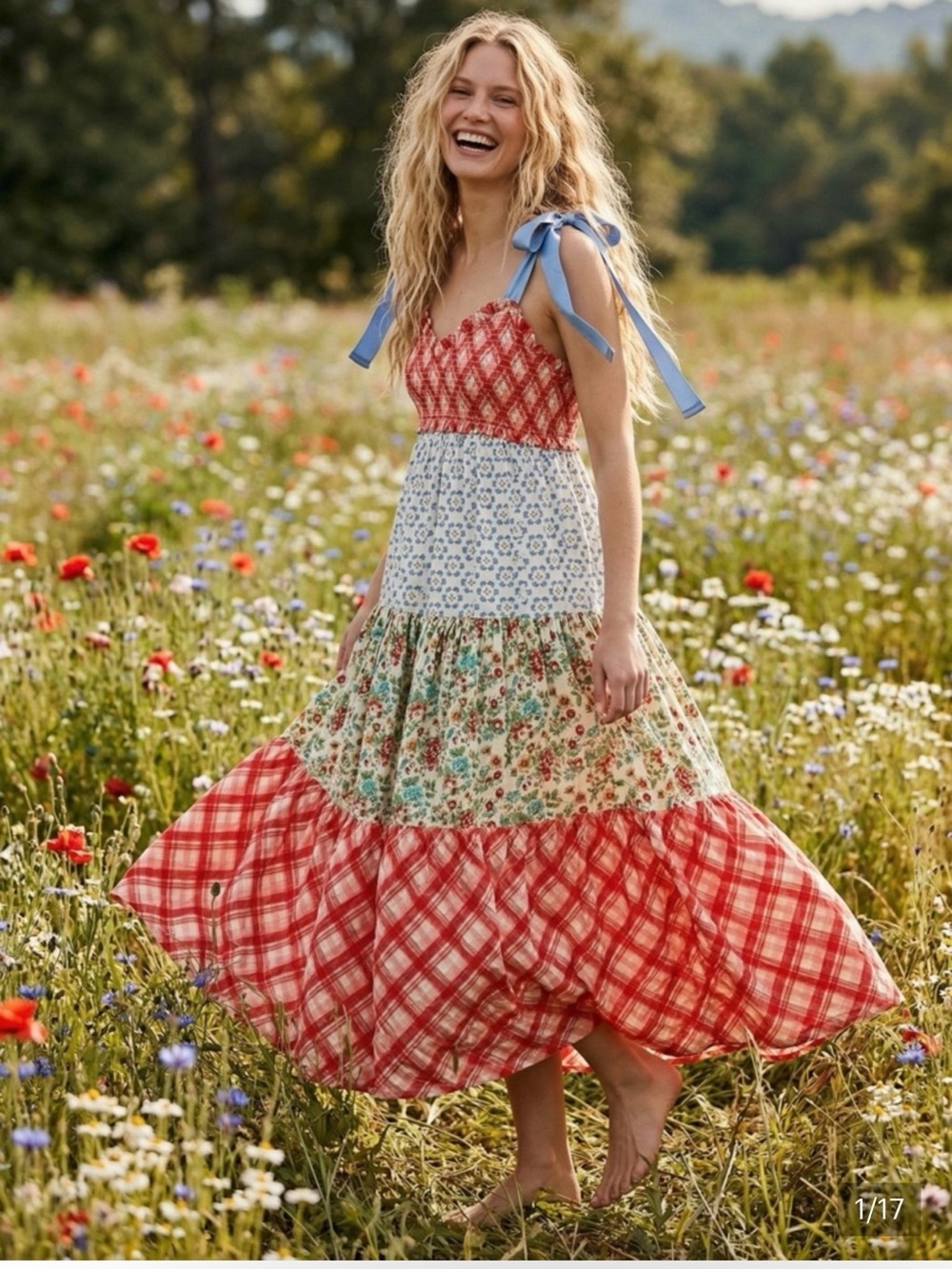 Free People The Bluebell Maxi Dress - Cherry Combo